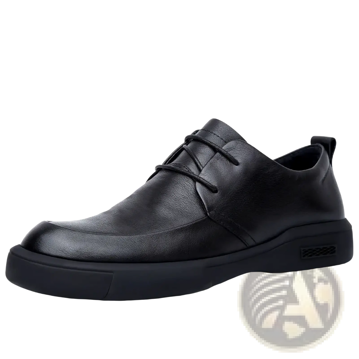Men black casual dress shoe made of leather with lace-up design and thick cushioned soft sole