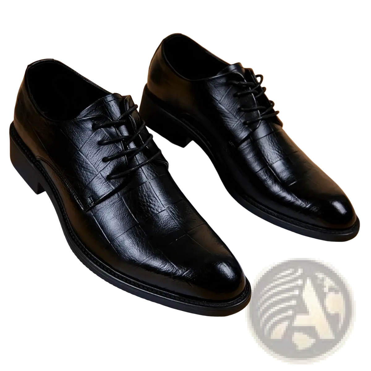Men black crocodile leather formal dress shoes with classic lace-up design and textured finish
