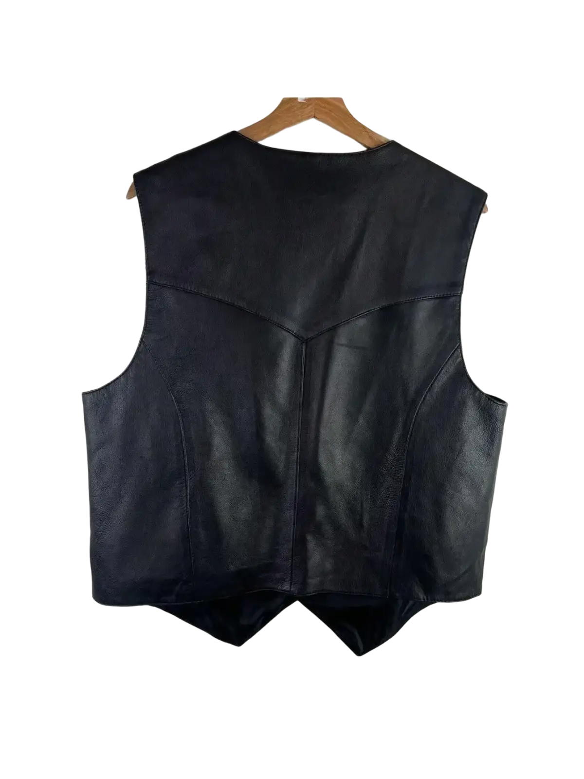 Men black faux leather biker vest with a classic tailored design in black leather for a stylish biker look