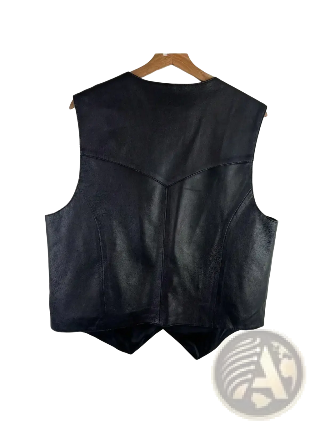 Men black faux leather biker vest with a classic tailored design in black leather for a stylish biker look