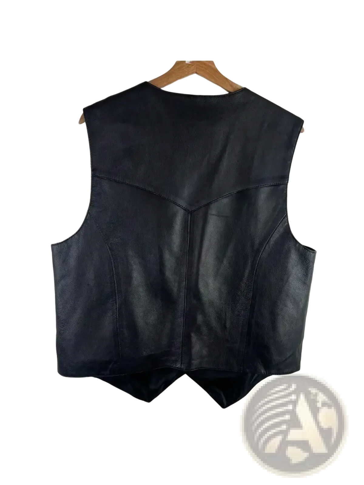 Men black faux leather biker vest with a classic tailored design in black leather for a stylish biker look