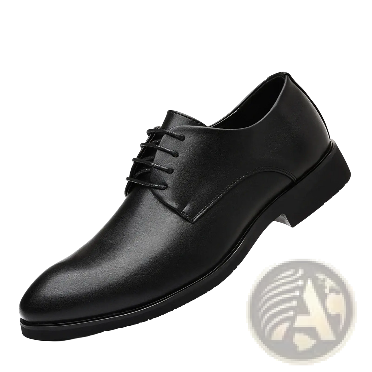Men black leather oxford dress shoes with pointed toe low heel and lace-up design for formal wear