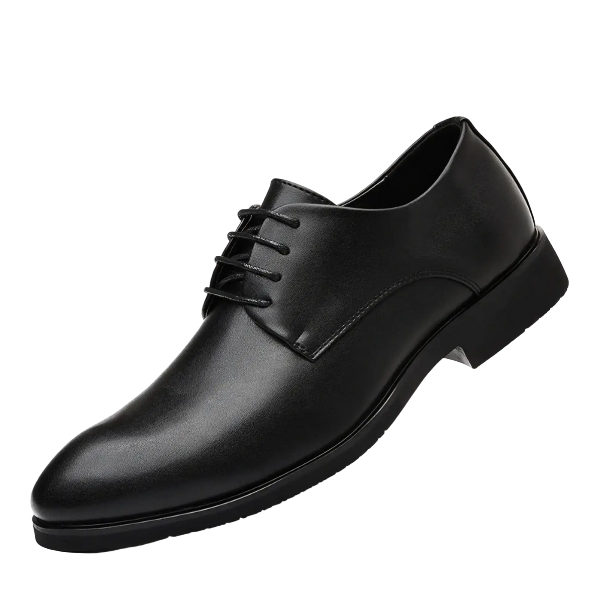 Men black leather oxford dress shoes with pointed toe low heel and lace-up design for formal wear
