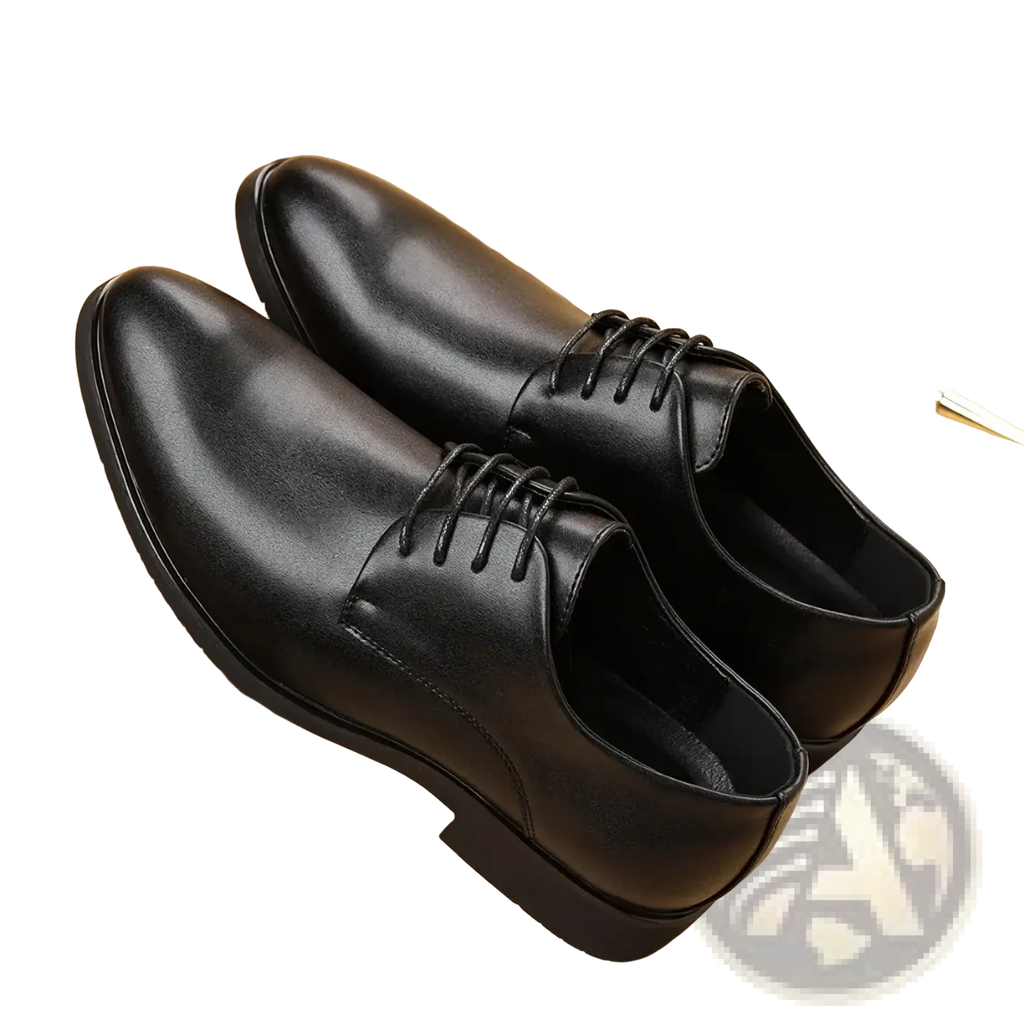Men black leather oxford dress shoes with polished finish and lace-up classic design for formal occasions