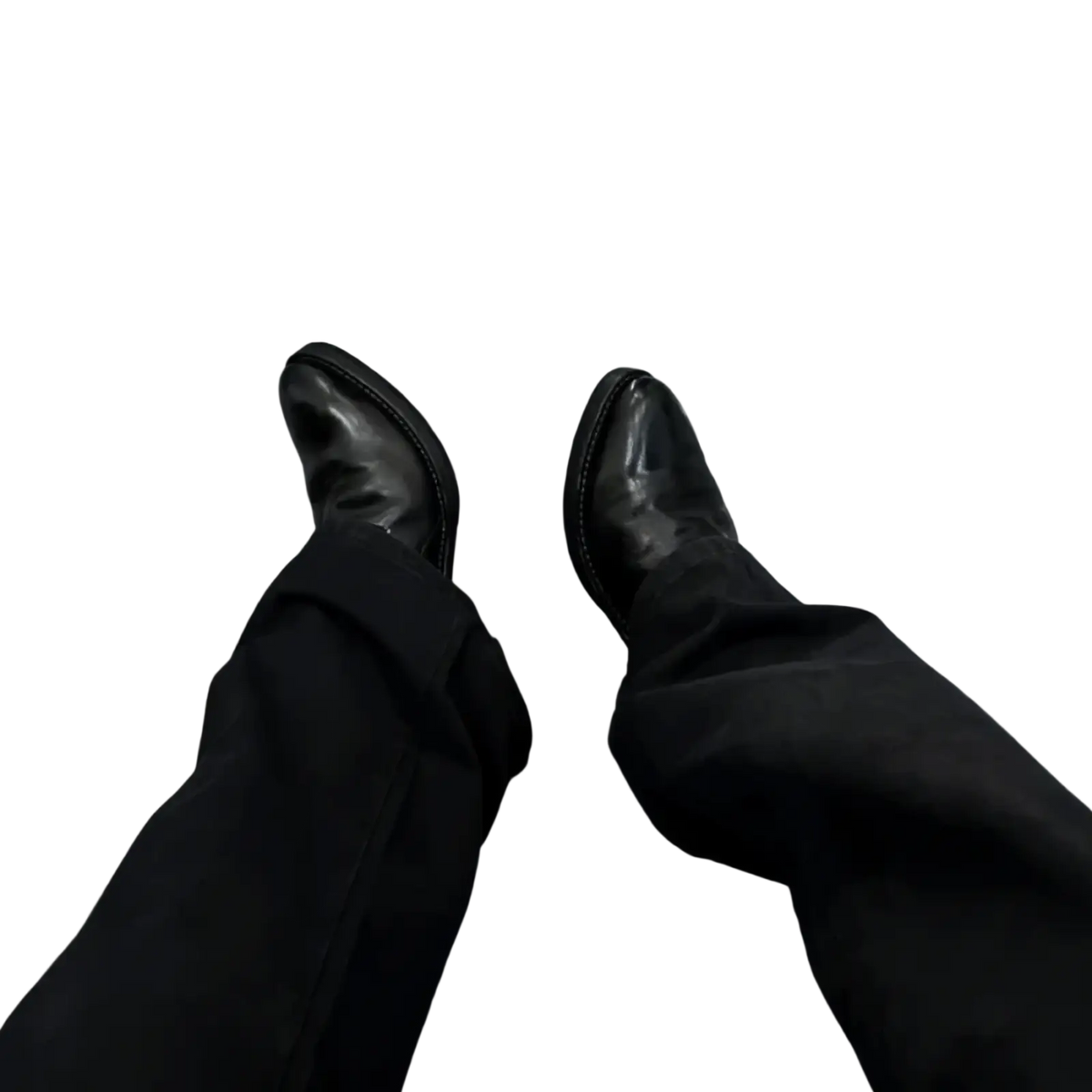 Men black leather vintage slip on dress shoes with polished finish and pointed toes for formal occasions