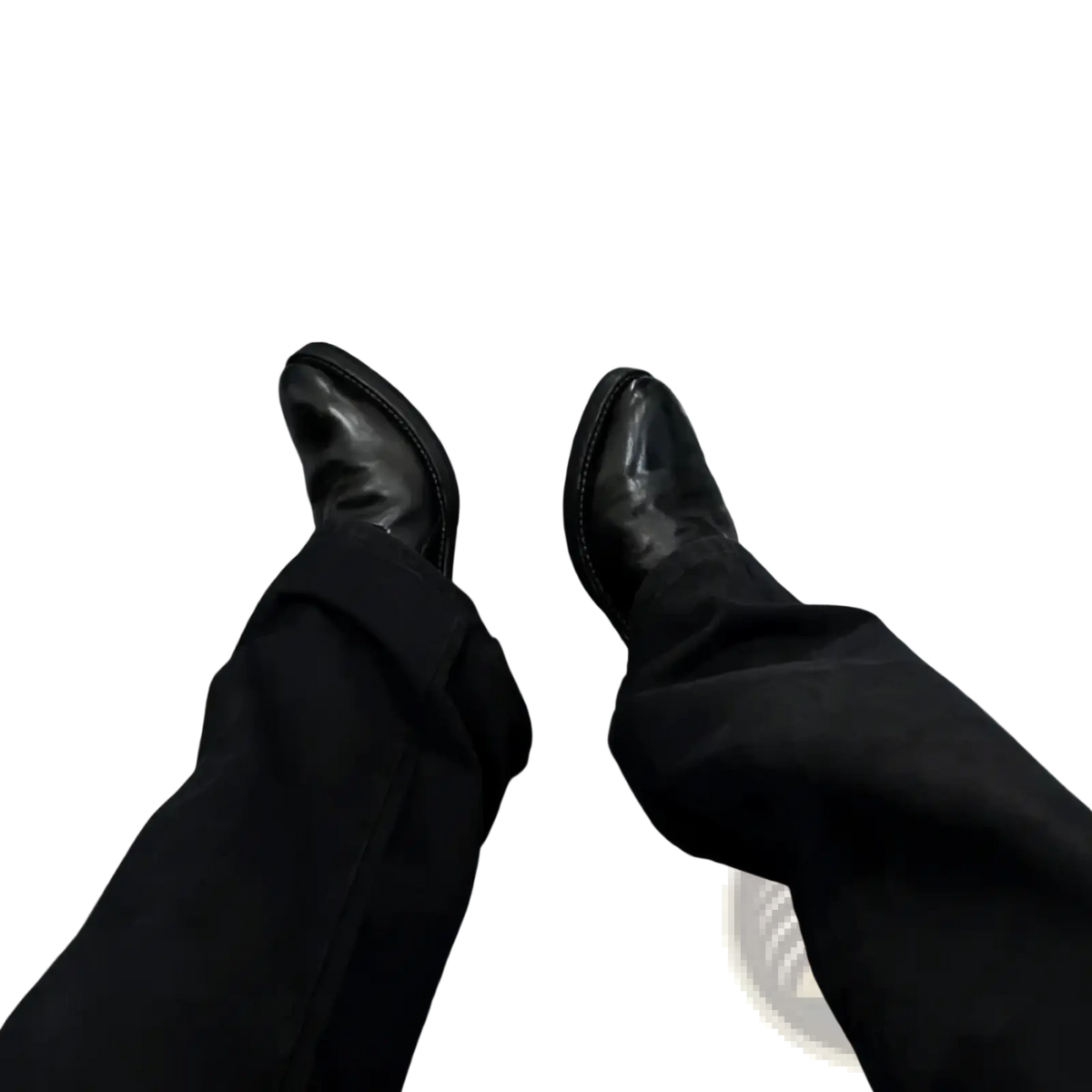 Men black leather vintage slip on dress shoes with polished finish and pointed toes for formal occasions