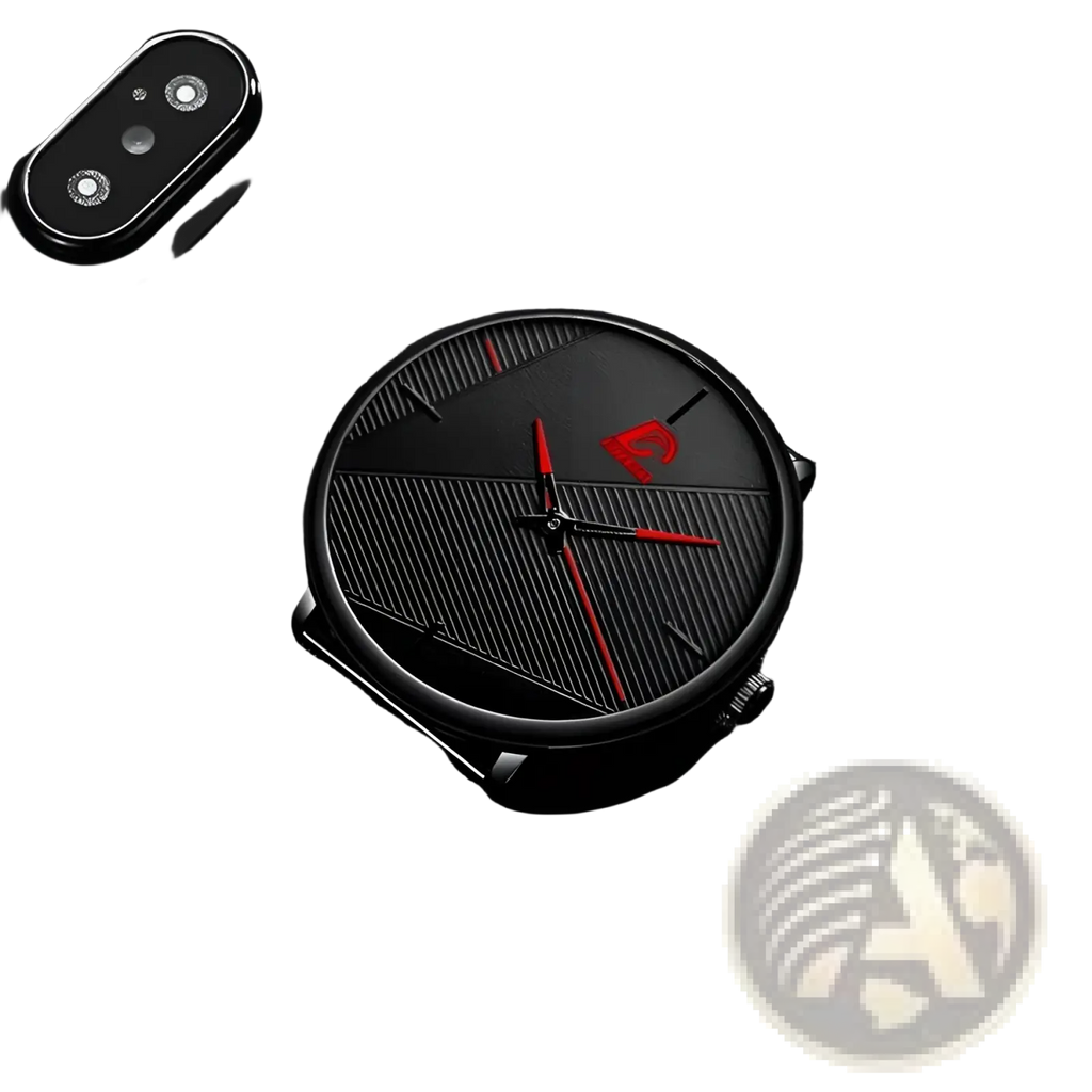 Men black mesh quartz watch featuring a minimalist design with a mesh strap and red accents on the hands