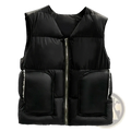 Men black quilted puffer vest with front zipper and fleece lined patch pockets winter outerwear