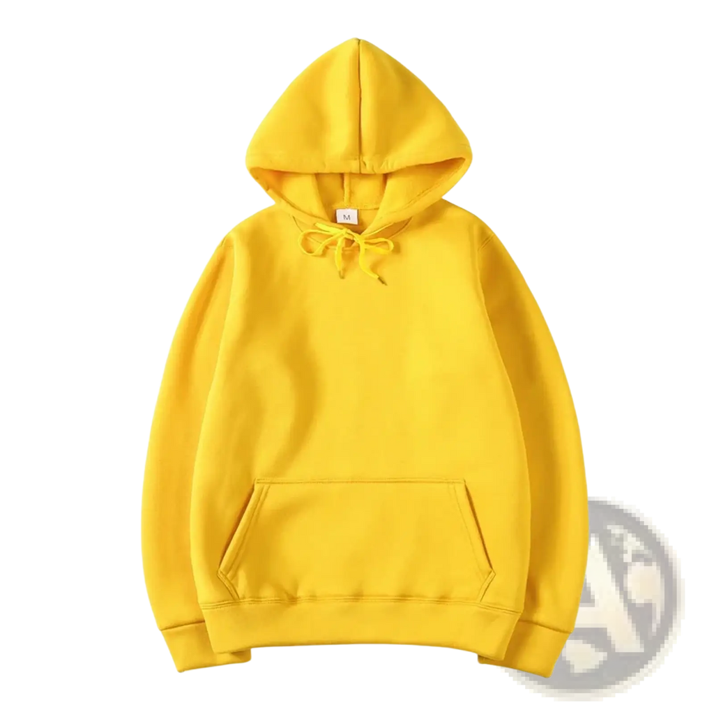 Men black solid oversized hoodie sweatshirt featuring a bright yellow hooded sweatshirt with front pocket and matching drawstrings