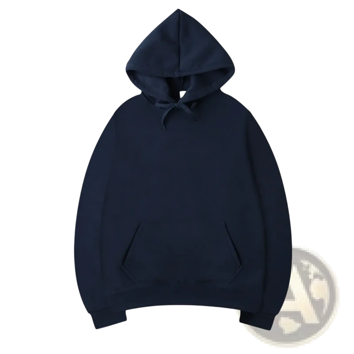 Men black solid oversized hoodie sweatshirt in dark navy blue with hood, front kangaroo pocket, and ribbed cuffs