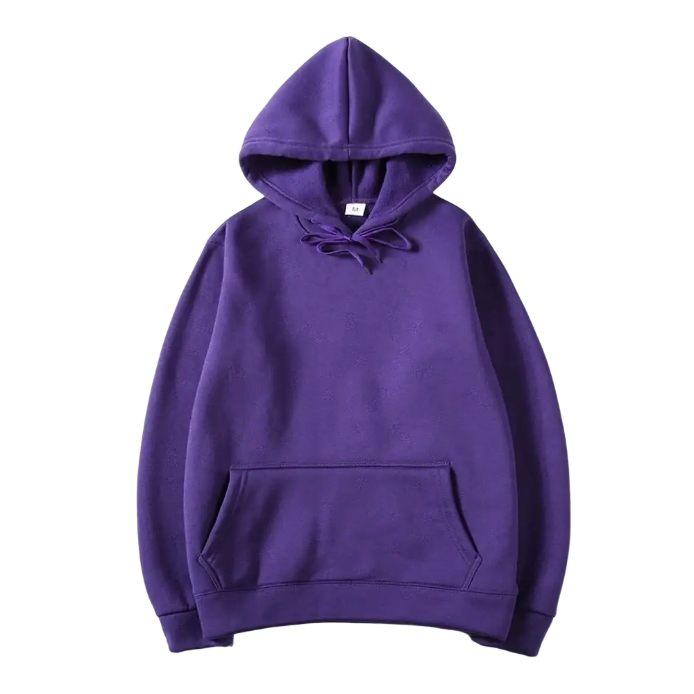 Men black solid oversized hoodie sweatshirt with solid purple hooded sweatshirt front kangaroo pocket and drawstring ties