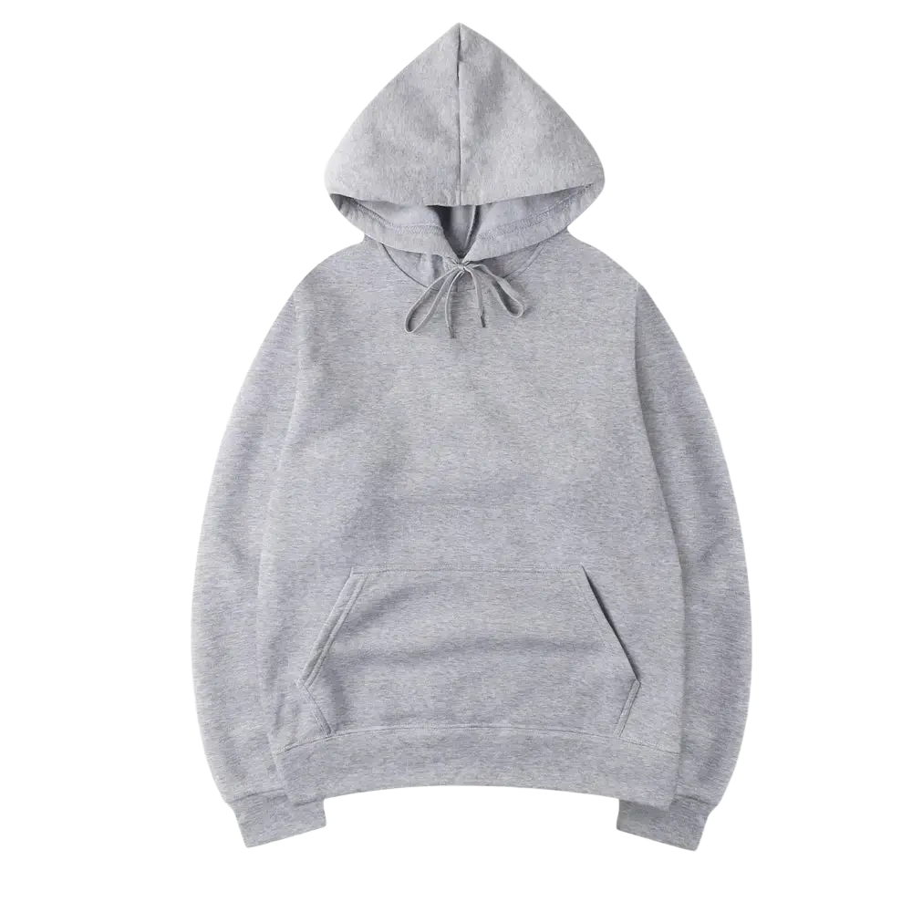 Men black solid oversized hoodie sweatshirt in soft heather gray with kangaroo pocket and matching drawstrings