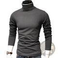 Men black slim fit turtleneck long sleeve shirt in dark gray with a slim fit and long sleeves