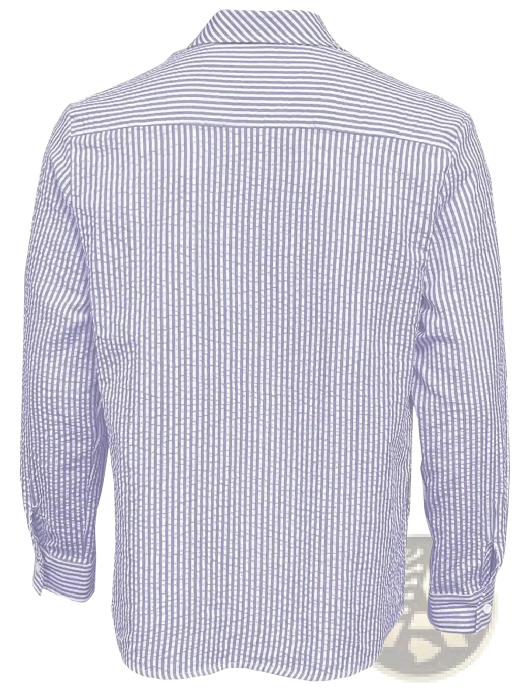 Men blue striped long sleeve casual button down shirt in breathable cotton with fine vertical light blue and white stripes