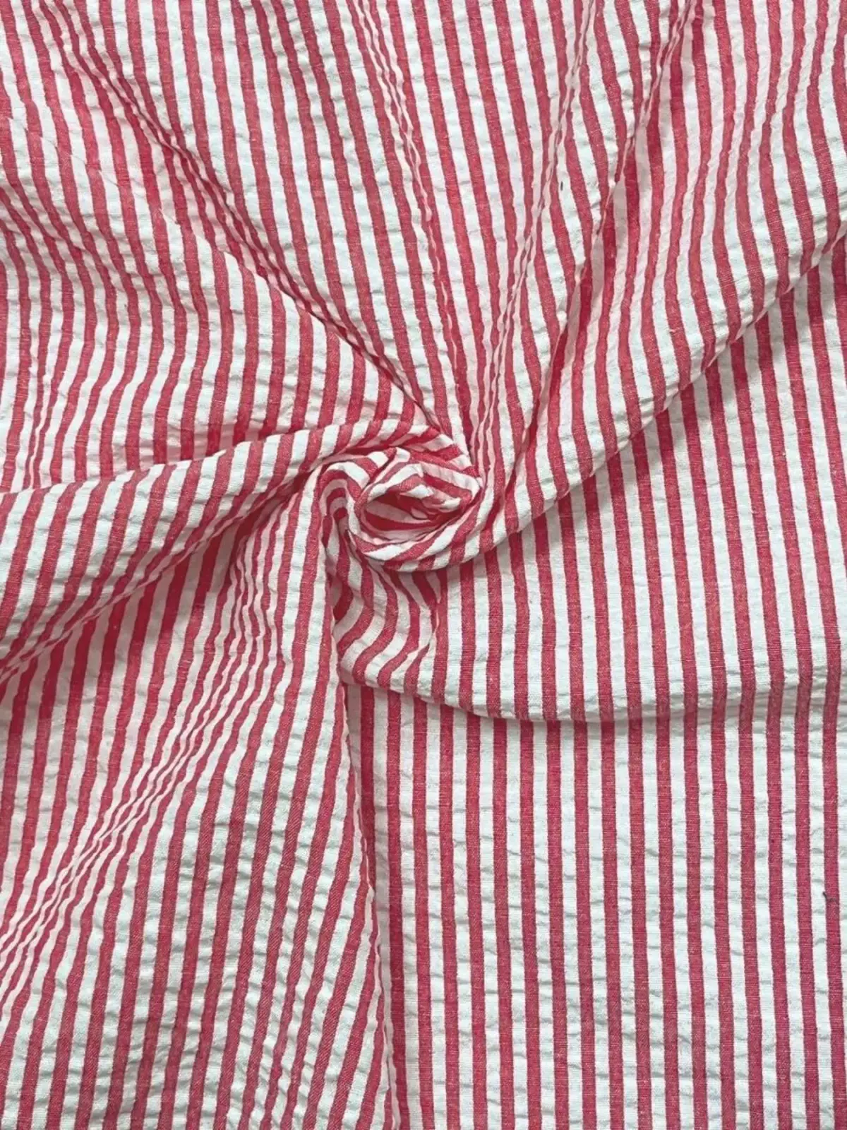Men blue striped long sleeve casual button down shirt with red and white vertically striped cotton fabric and subtle texture