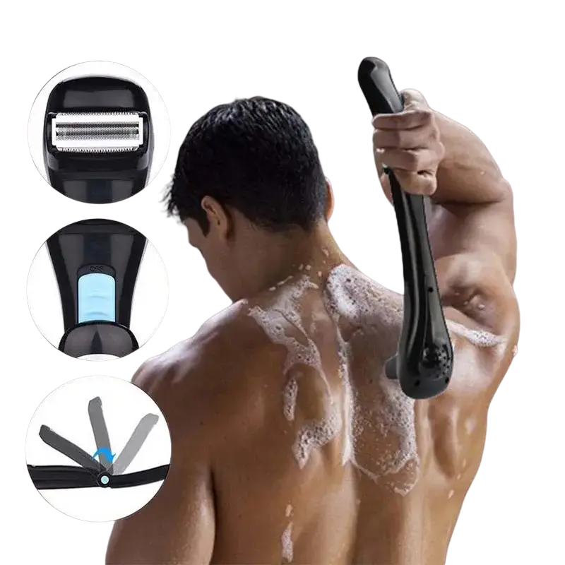 Black epsilon men body groomer folding back shaver with high quality folding ergonomic handle and adjustable shaving head