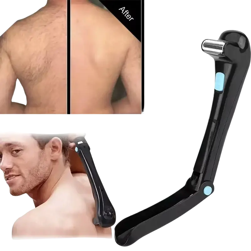 Black and light blue men body groomer trimmer with 180-degree adjustable head for high quality folding body hair removal