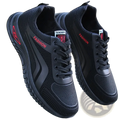 Men breathable athletic sneakers in black mesh with red fashion and sport branding accents for running use