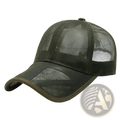 Men breathable olive green mesh baseball cap with solid fabric brim and adjustable strap for spring summer use