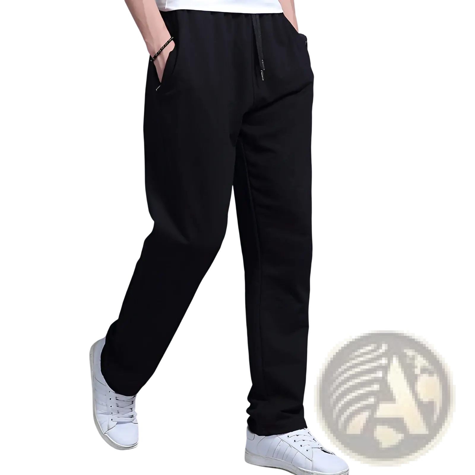 Black breathable quick dry mesh joggers for men with drawstring waist relaxed fit and side pockets