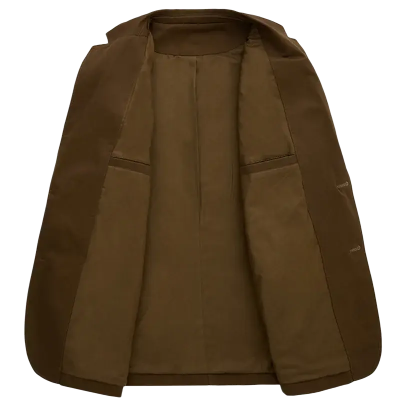 Men brown cotton casual blazer slim fit suit jacket with structured tailored fit and two front flap pockets