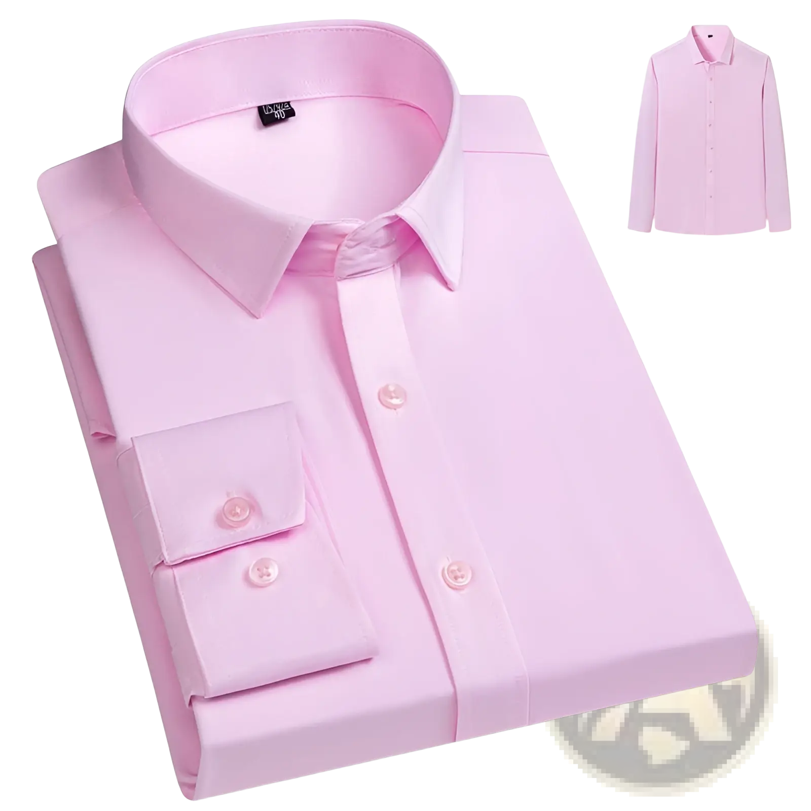 Men business casual stretch dress shirt in soft pink with classic collar and buttoned cuffs long sleeves