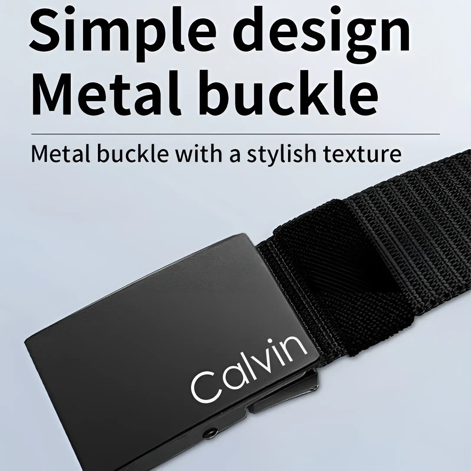 Black calvin klein men canvas belt with automatic metal buckle featuring sleek minimalist design and textured surface