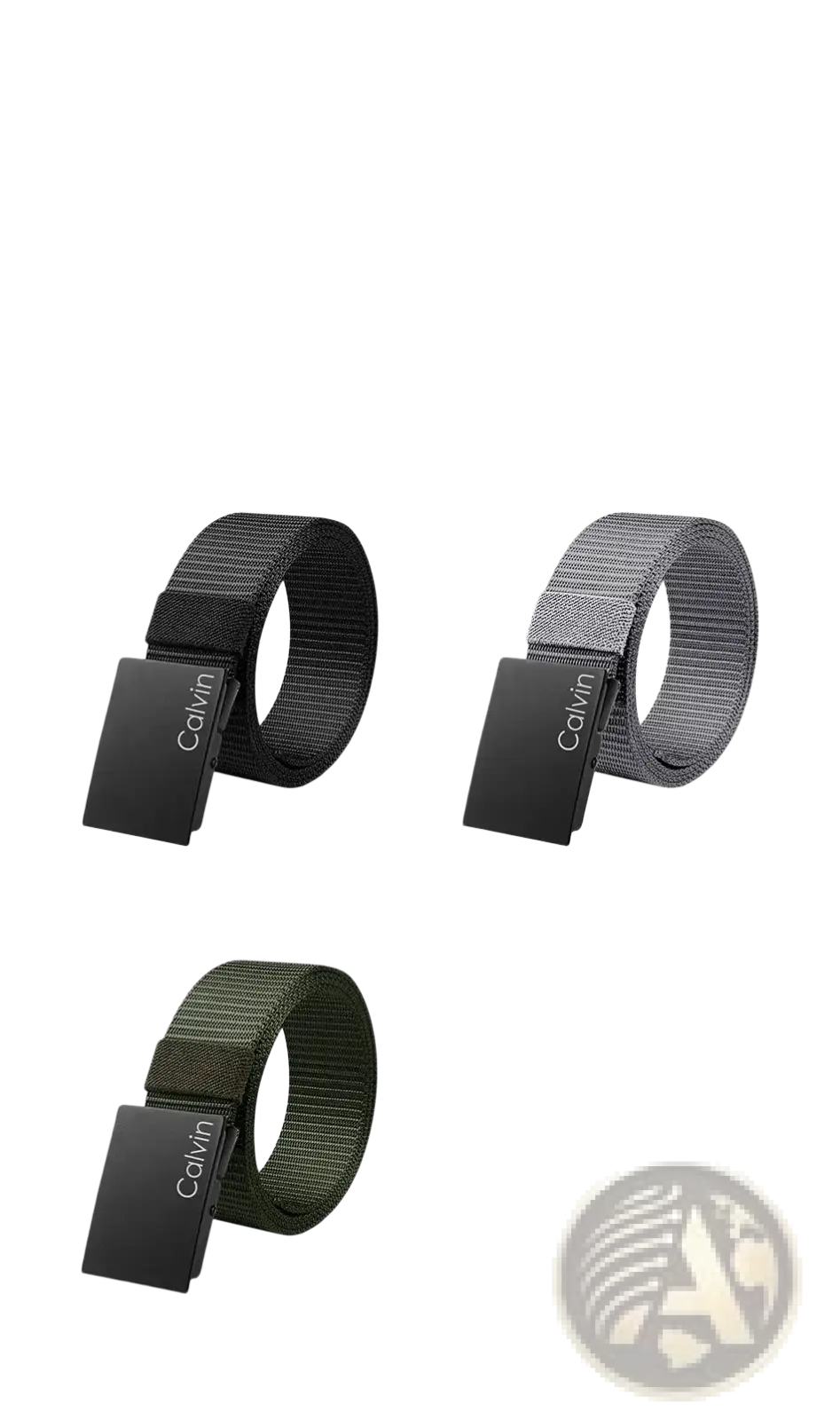 Calvin Klein men canvas belt with automatic buckle in black gray and green for casual use