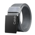 Gray men canvas belt with a black matte automatic buckle made of durable canvas material