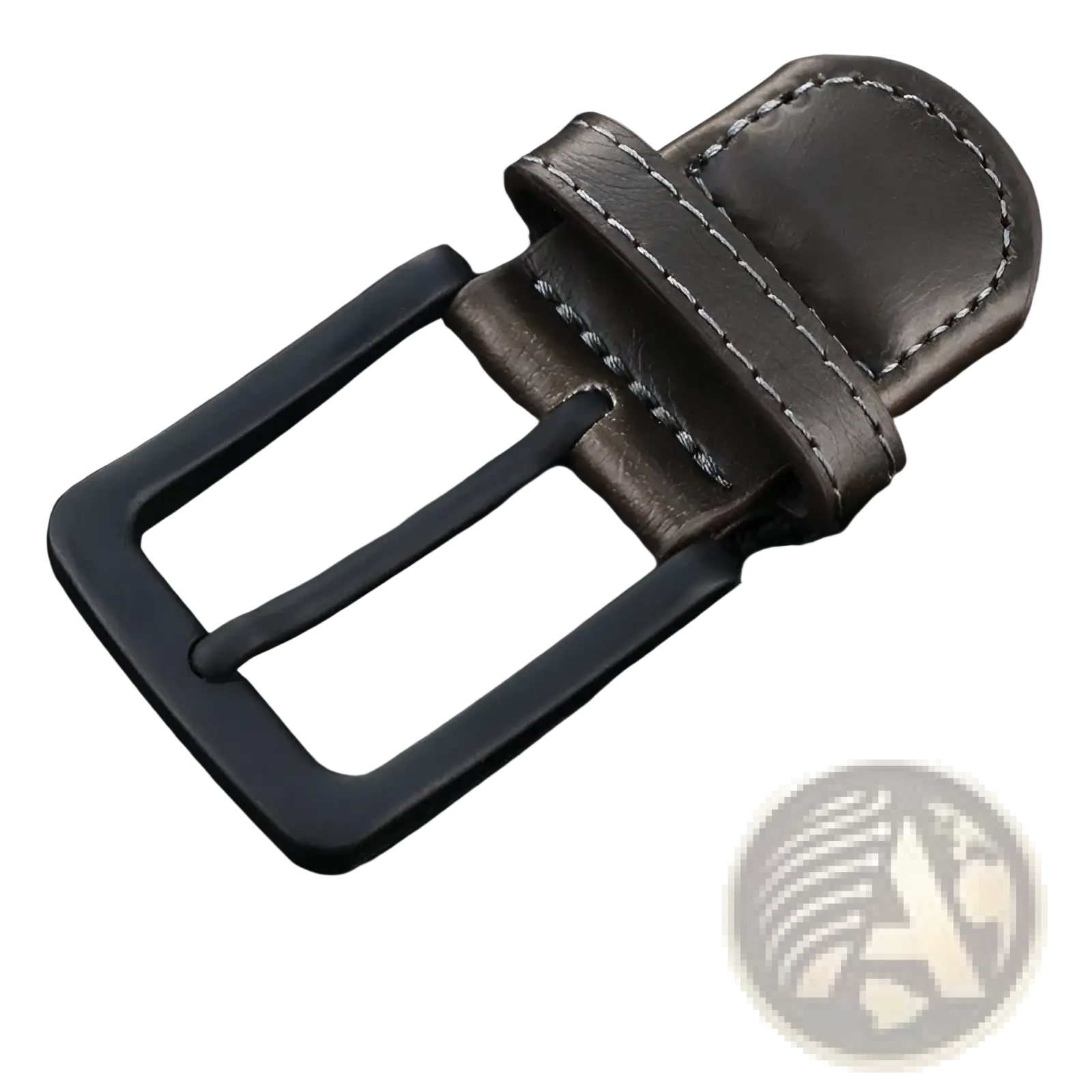 Men canvas elastic tactical belt with black woven strap matte finish metal buckle and dark brown leather tab
