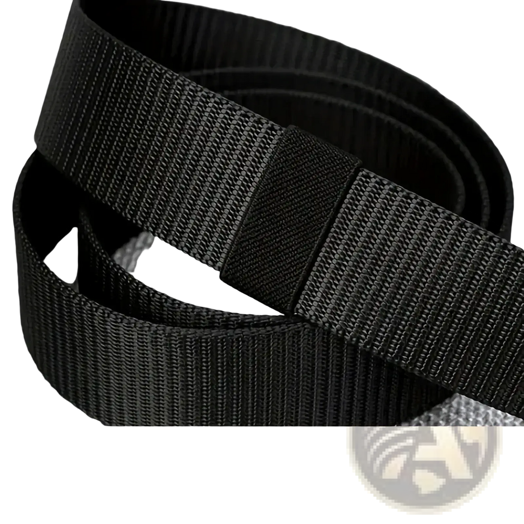 Black men canvas tactical belt with thick durable fabric and reinforced automatic metal buckle