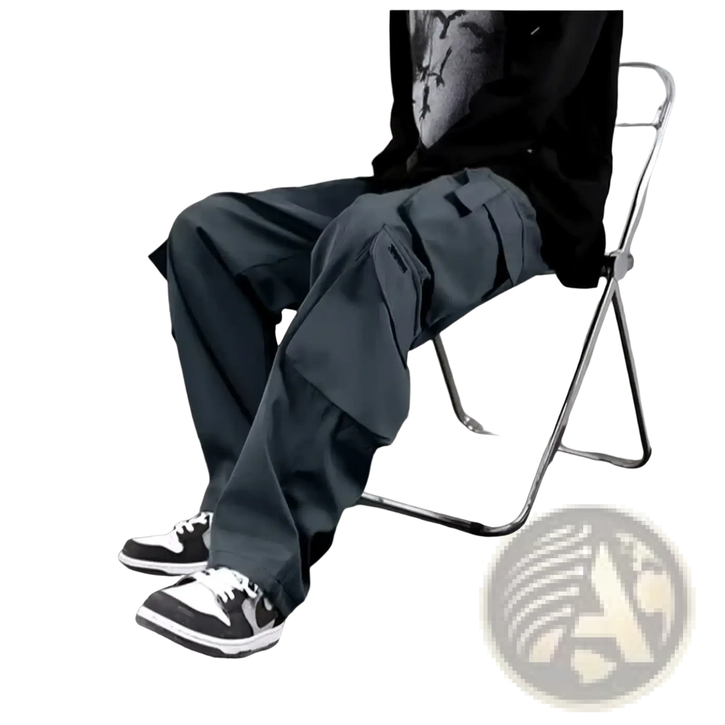 Dark gray men cargo joggers with multiple pockets and a loose tapered fit suitable for casual wear