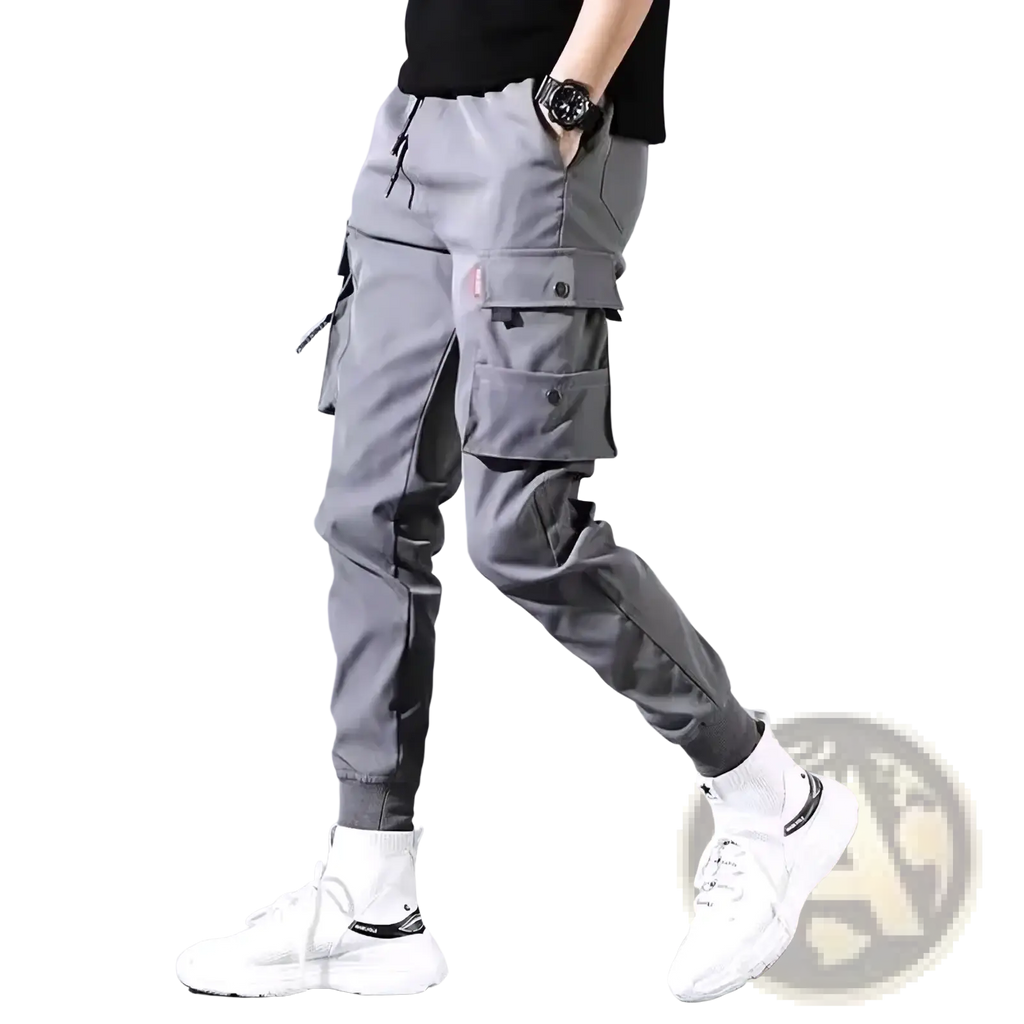 Men cargo pants black with multiple pockets and tapered leg design suitable for casual wear