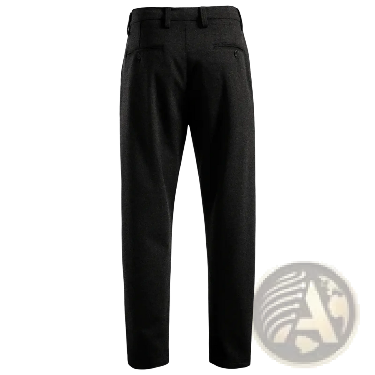 Black wool men casual drawstring trousers with tailored fit and subtle texture for comfortable everyday wear