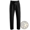 Black pleated men casual trousers with a drawstring waistband designed for comfort and style