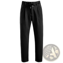 Black pleated men casual trousers with a drawstring waistband designed for comfort and style