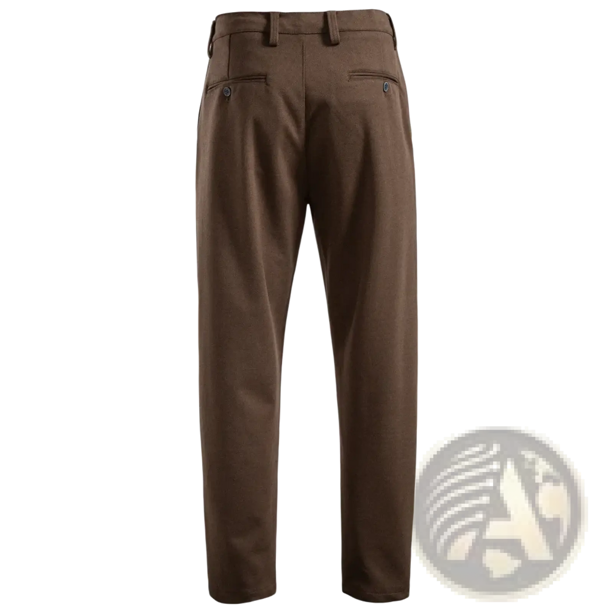 Men casual drawstring trousers brown chino with classic straight-leg cut and subtle pleats at the back view