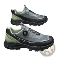 Men casual hiking sneakers gray and black breathable lightweight chuanba shoes with rotating buckle closure system