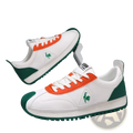 Men casual leather sneakers by le coq sportif in white orange and green with a classic low-top design for sports training