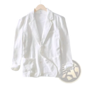 Men casual linen cotton blazer in white with relaxed fit and rolled-up sleeves for spring wear