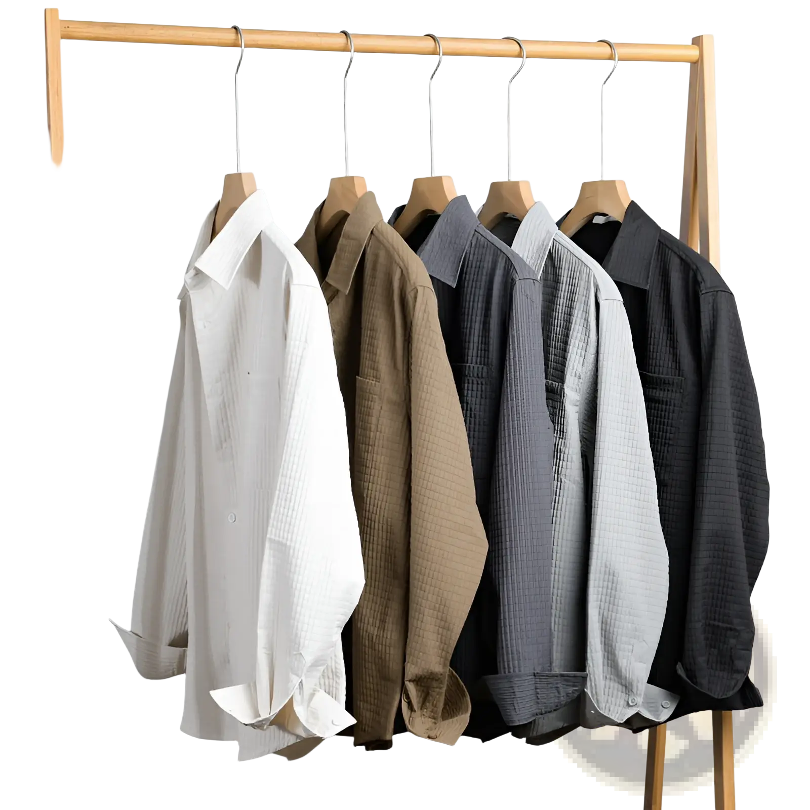 Men casual long sleeve shirts in neutral tones with subtle textured weave and classic collar design
