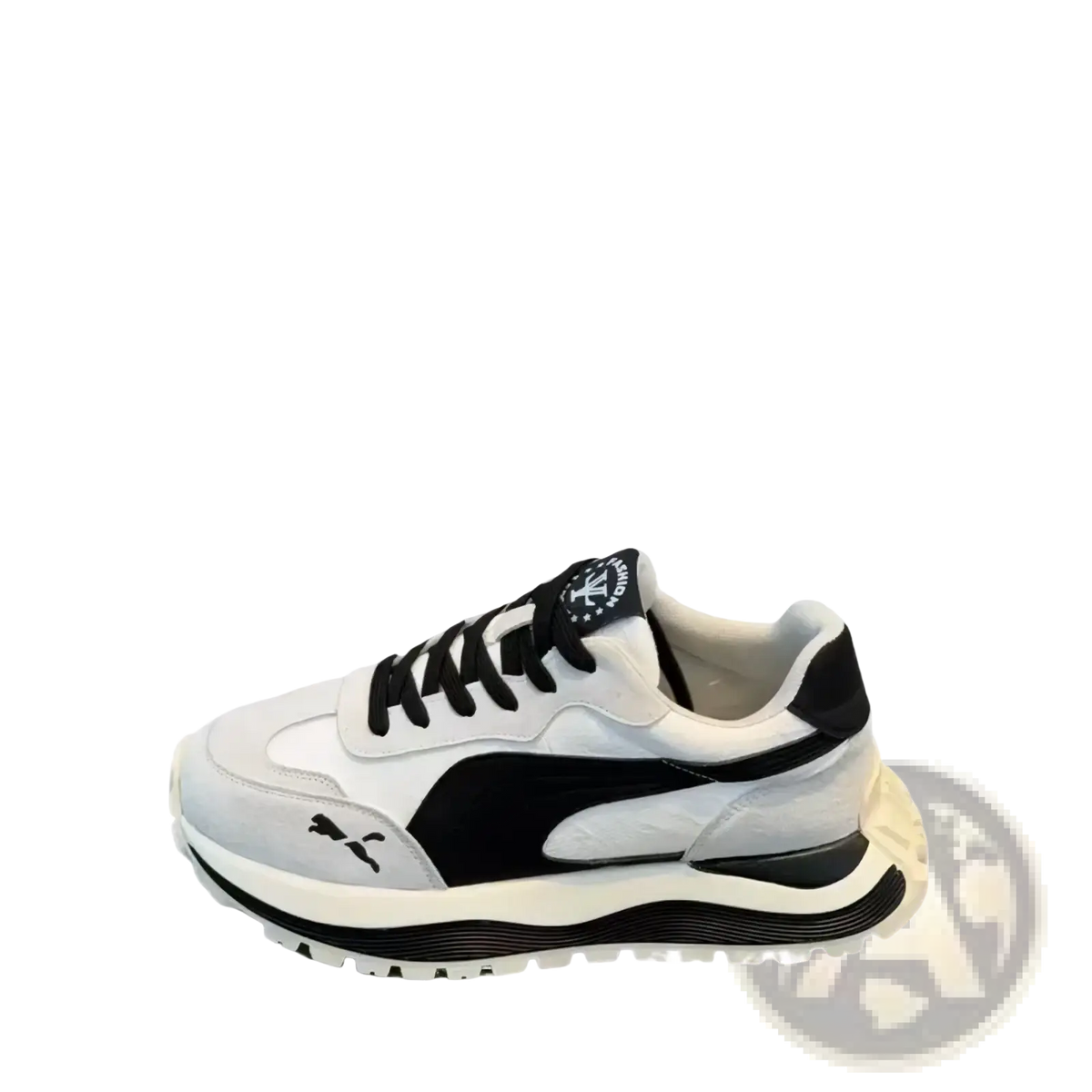Men casual platform sneakers in white and black puma design with chunky sole for stylish everyday wear