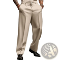 Men casual pleated suit pants in cream color featuring tailored pleats and a sleek modern cut for formal wear