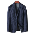 Dark navy men casual polyester blazer coat suit with subtle textured fabric and two front buttons for men hombre male