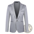 Men casual slim fit blazer jacket in light gray with a single black button and subtle contrast pocket stitching