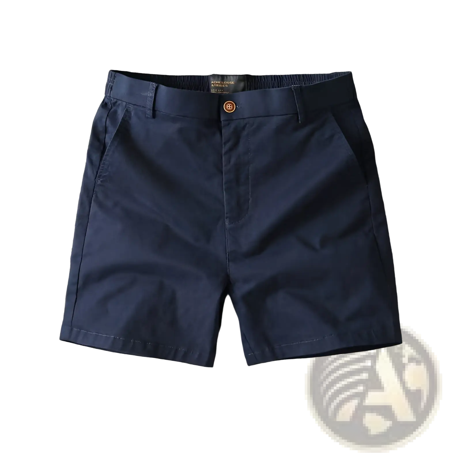 Men casual slim fit cargo shorts in dark navy chino with gold toned button and elastic waistband for comfort