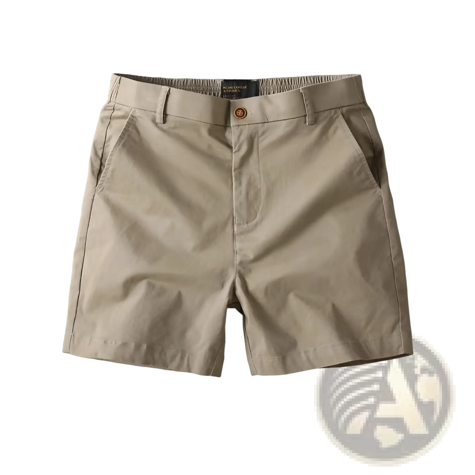 Men casual slim fit cargo shorts in khaki color featuring a classic button closure and belt loops
