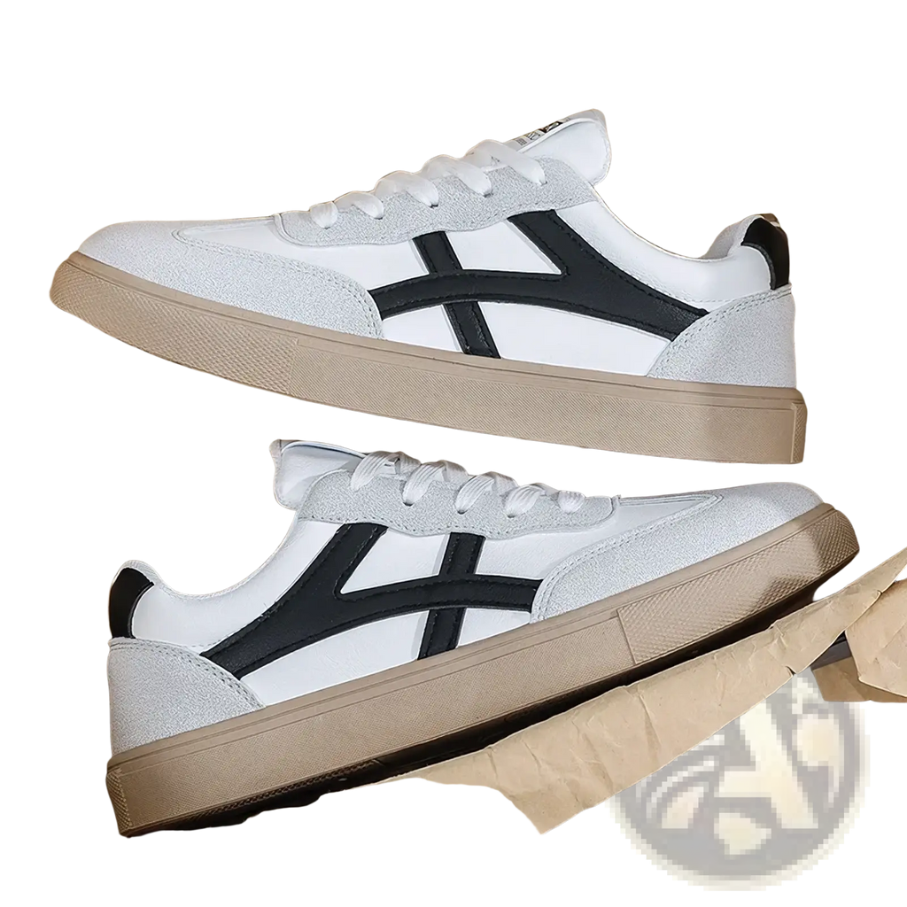 Men casual sneakers lightweight walking shoes in white and black onitsuka tiger with textured upper and beige sole