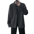 Black oversized men’s casual blazer jacket with sleek modern cut and subtle button detailing for loose fit style