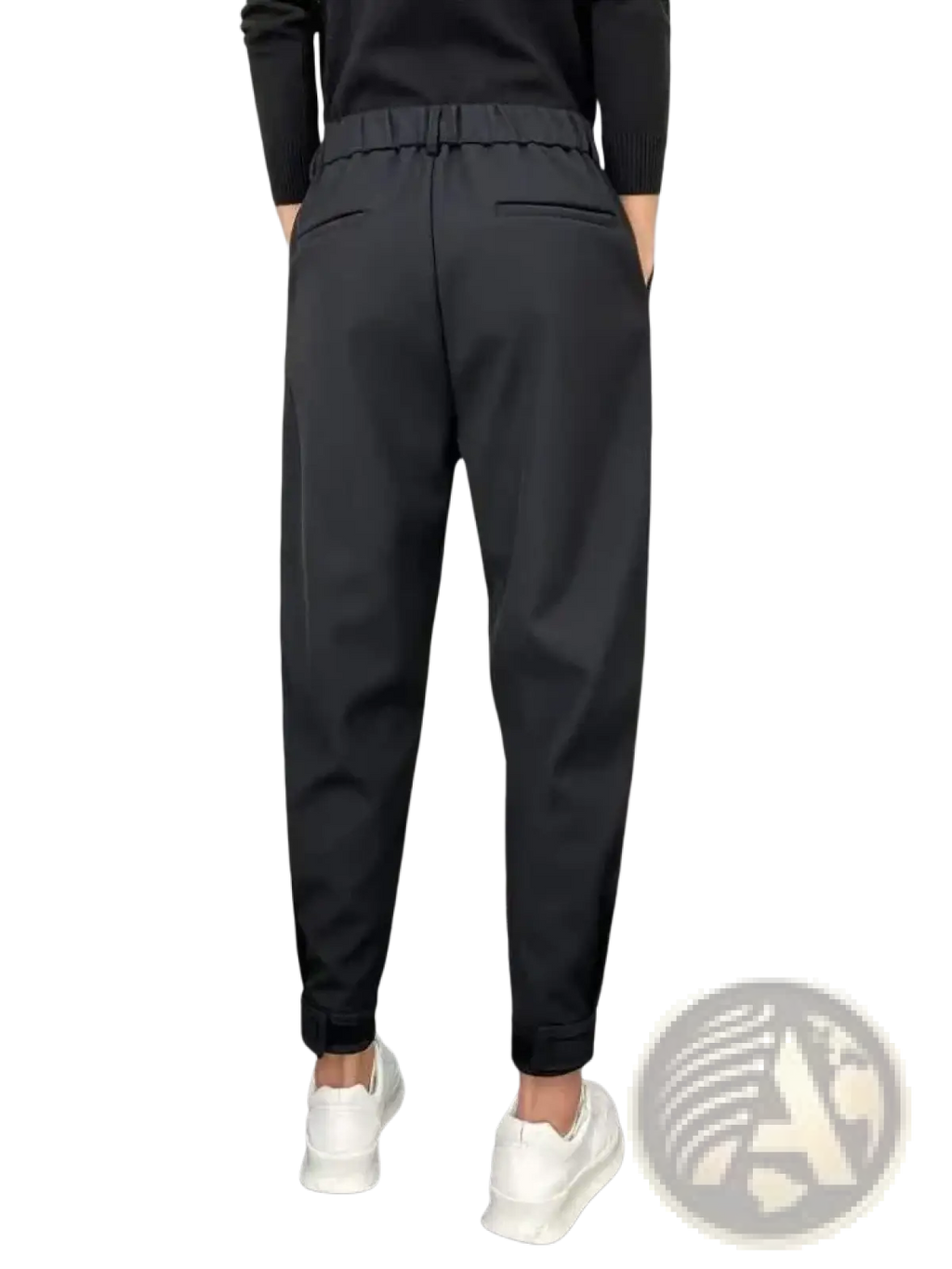 Men casual suit trousers black tapered jogger pants with elastic waistband and side pockets for comfortable wear